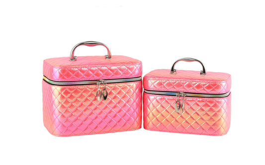 2 in 1 Cosmetic top handle quilted satchel