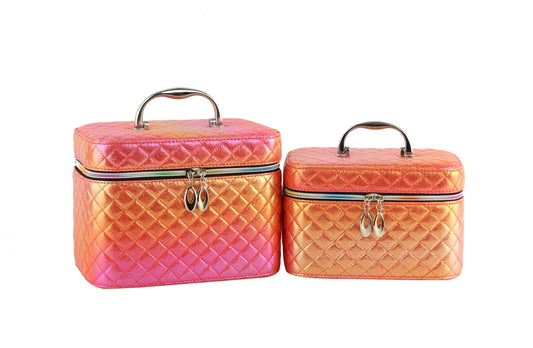 2 in 1 Cosmetic top handle quilted satchel
