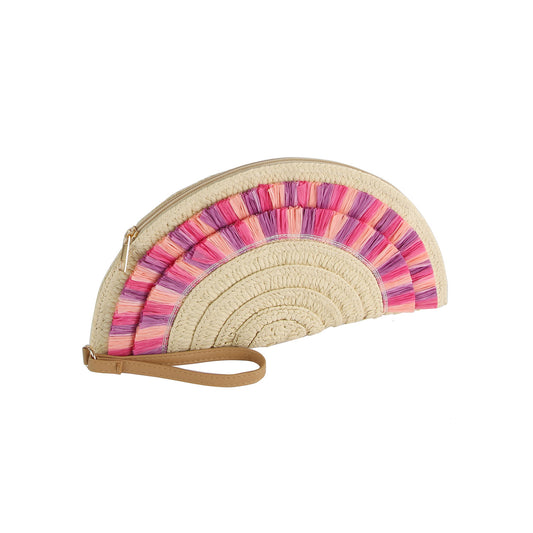 Ruched Straw Wristlet