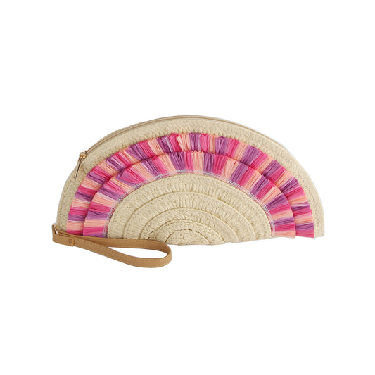 Ruched Straw Wristlet