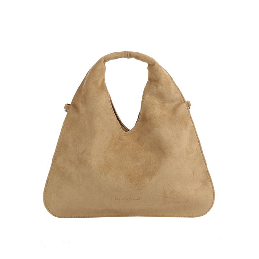 Suede Triangle Handle Hobo