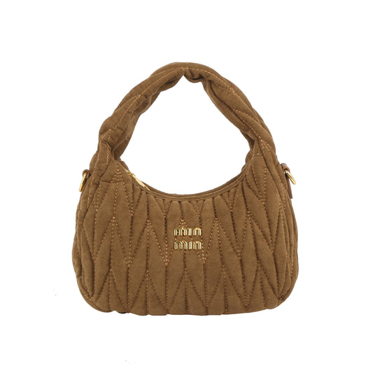 Mini Quilted Faux Suede Hobo Bag