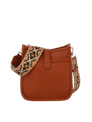 Structured cute leather crossbody with guitar strap