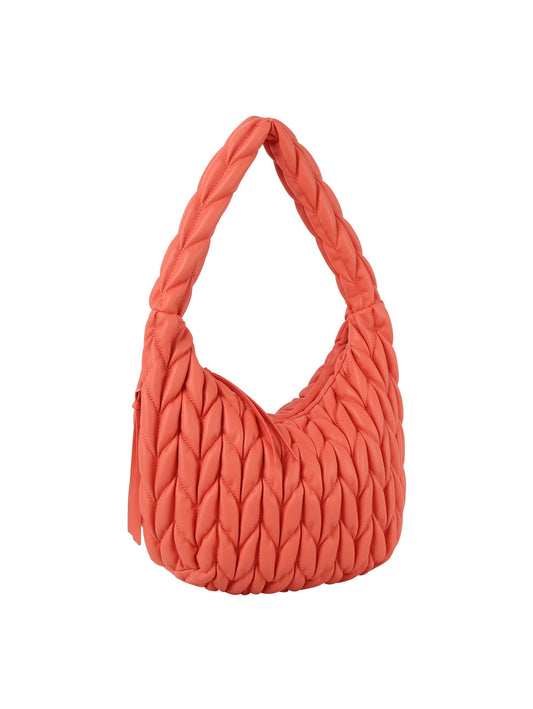 Quilted testured puffy hobo shoulder bag