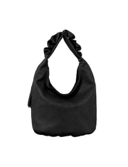Scrucned handle soft leather tote bag