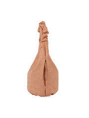 Scrucned handle soft leather tote bag