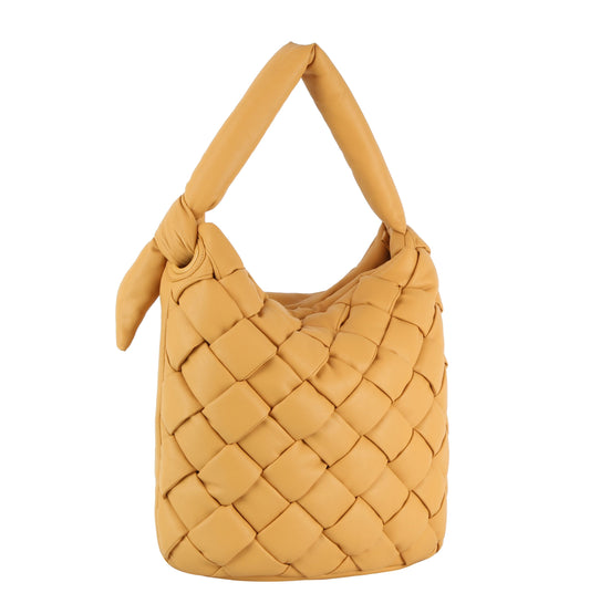 Padded woven tie handle hobo