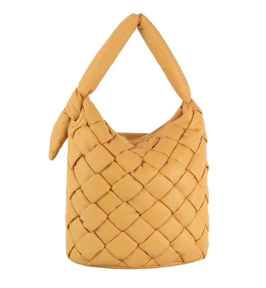 Padded woven tie handle hobo