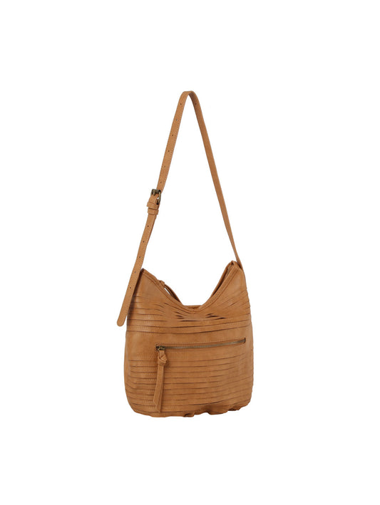 Grained leather hobo crossbody bag