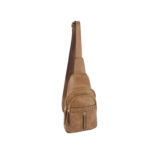 Western style soft leather sling crossbody bag