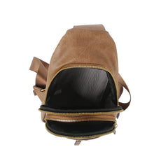 Western style soft leather sling crossbody bag