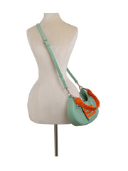 Pop color soft leather hobo shoulder bag