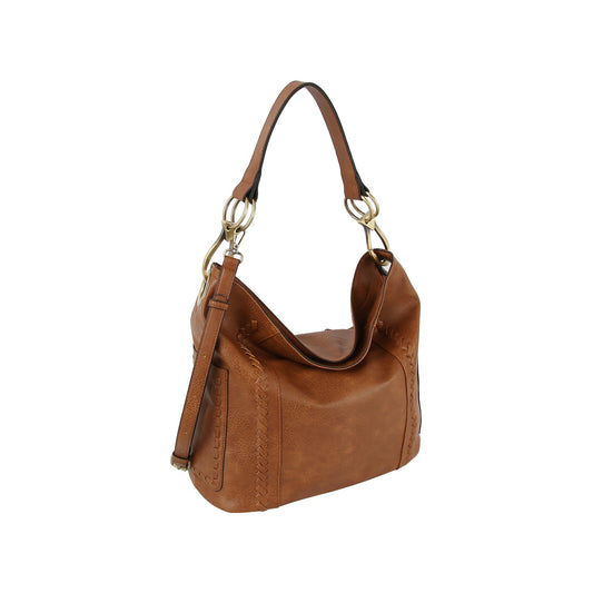 Classic western style leather hobo shoulder bag