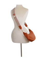 Soft leather croissant bag with guitar strap
