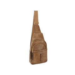 Trendy soft leather sling bag with adjustable strap