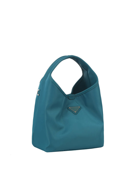 Nylon bucket hobo bag with detachable strap