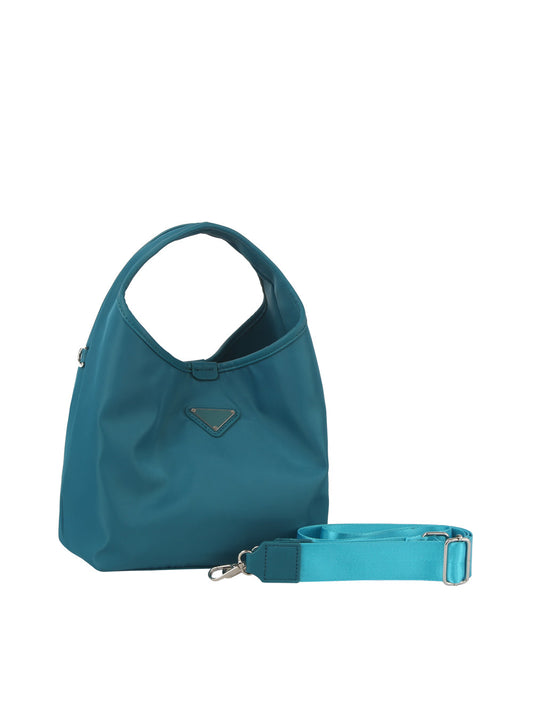 Nylon bucket hobo bag with detachable strap