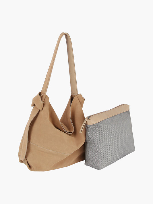 Women 2 in 1 Leather Hobo Handbag Tote Purse