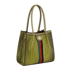 Fashion Croco Bee Stripe detailed Top Satchel Bag