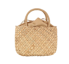 Drawstring straw basket bag