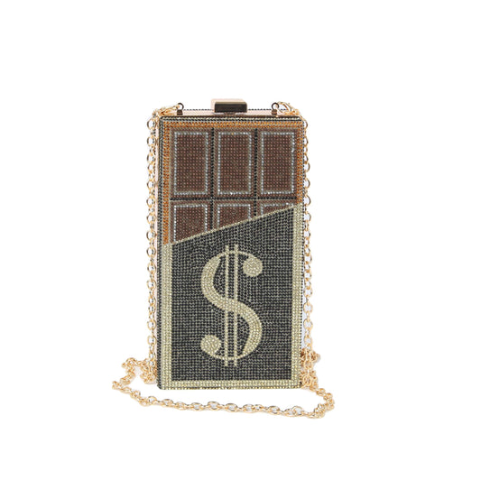 Women Gold color Clutch Evening Crossbody Handbag