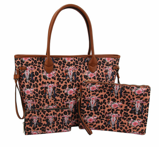 Animal Flower Printed Canvas 3-in-1 Shopper