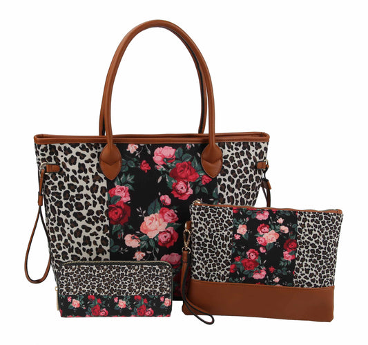 Animal Flower Printed Canvas 3-in-1 Shopper