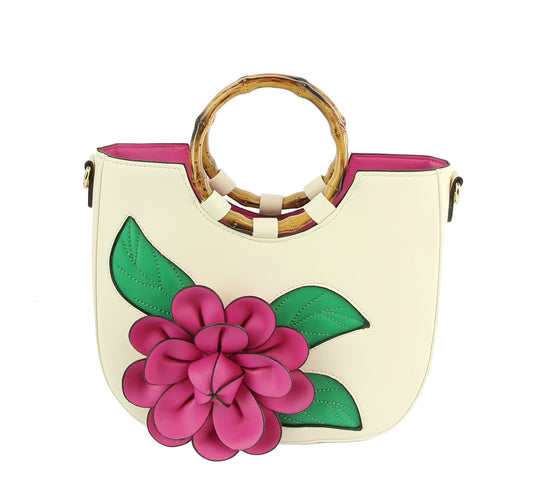 Women Flower Satchel Evening Purse Two Handle