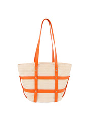 Woven Straw and Faux Leather Beach Tote