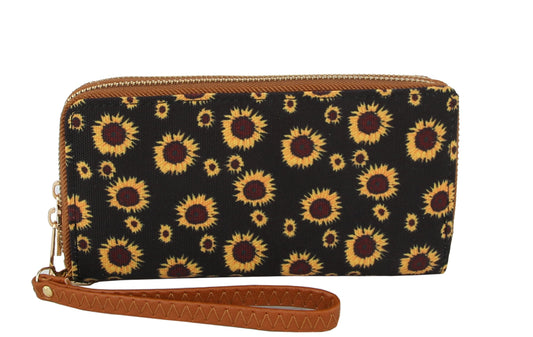 MULTI COLORED SUNFLOWER PRINT WALLET