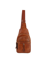 Front pocket leather sling bag