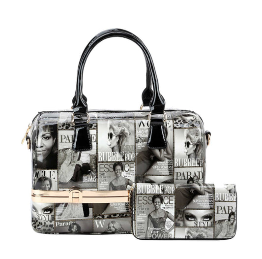 Glossy Magazine Clear Satchel Bag Hobo Crossbody Purse