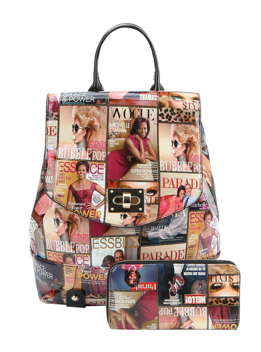 Glossy Magazine Clear Backpack Crossbody Purse