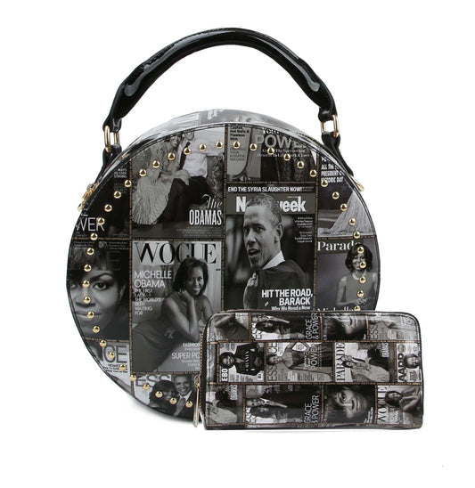 Glossy Magazine Satchel Purse Dome Hobo Crossbody  Bag