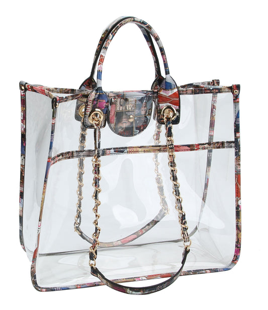 Glossy Magazine Clear Tote Bag Hobo Crossbody Purse