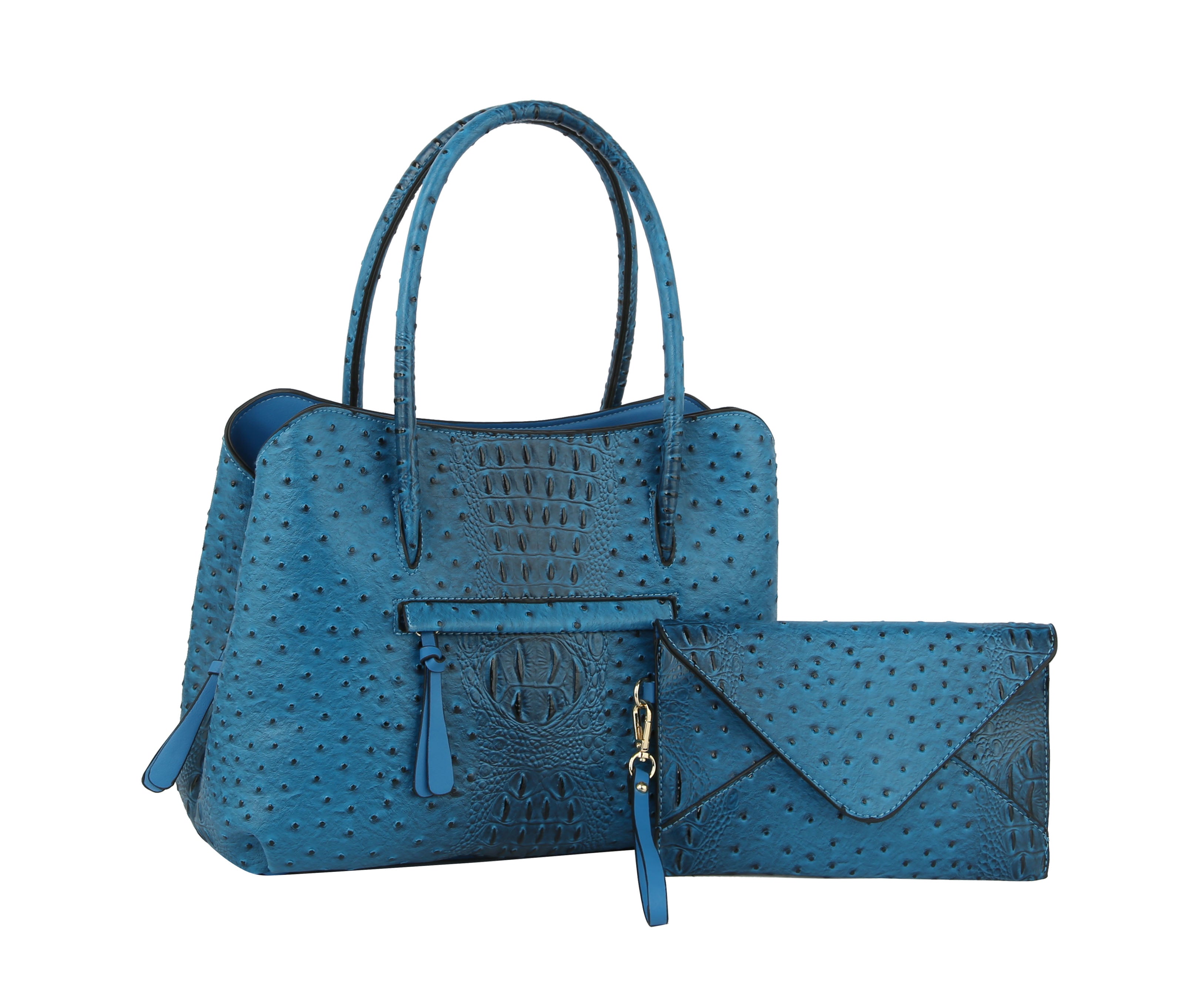 Top Handle Morgan Bag, Blue Ostrich, Top Handle Bag
