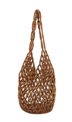 summer beach shoulder tote bag  is made of small wooden balls