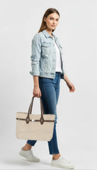 Belt Detail Suede Tote Handbag
