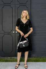 Scarf Accented Sparkling Shoulder Bag
