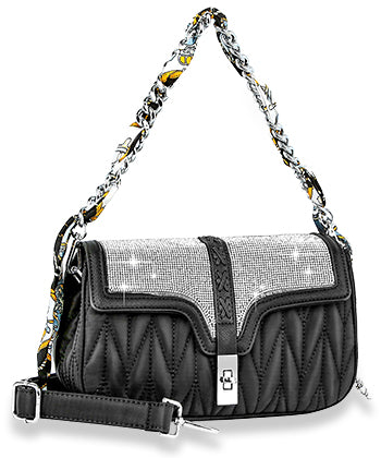 Scarf Accented Sparkling Shoulder Bag