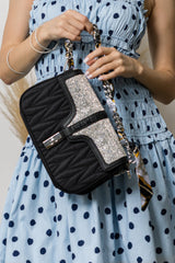 Scarf Accented Sparkling Shoulder Bag