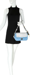 Scarf Accented Sparkling Top Flap Shoulder Bag