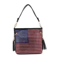 Rhinestone Flag Americana Hobo Crossbody