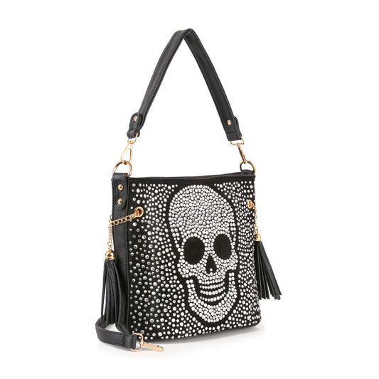 Sparkling Jolly Skull Hobo Crossbody