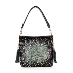 Iridescent Rhinestone Hobo Crossbody