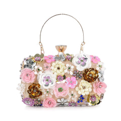 Raised Flower Beaded Evening Bag