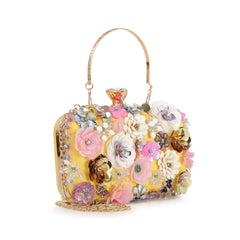 Raised Flower Beaded Evening Bag