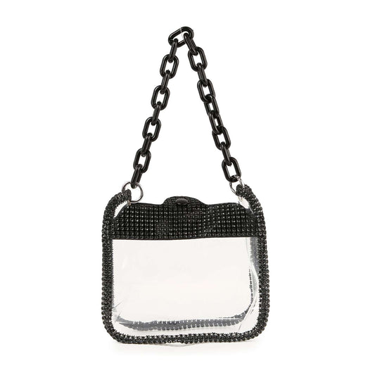 Rhinestone Trimmed Clear Stadium Approved Shoulder Bag