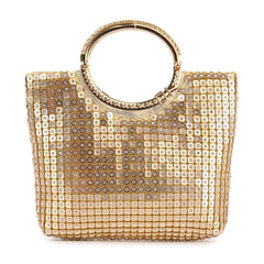 Metal Mesh Rhinestone Hand Tote