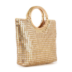 Metal Mesh Rhinestone Hand Tote